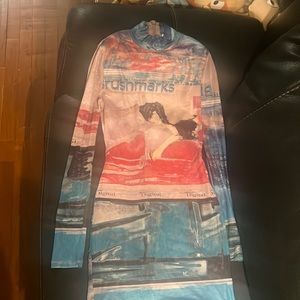 Long sleeve sheer dress